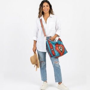 Southwestern Aztec Canvas Hobo Bag